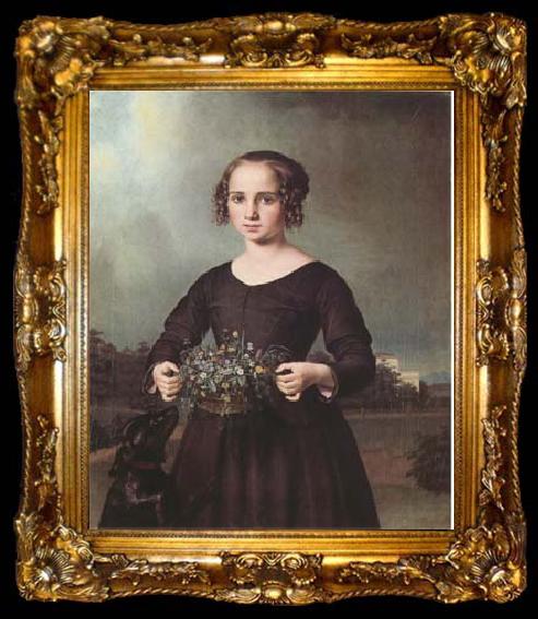 framed  Ferdinand von Rayski Portrait of a Young Girl (mk09), ta009-2